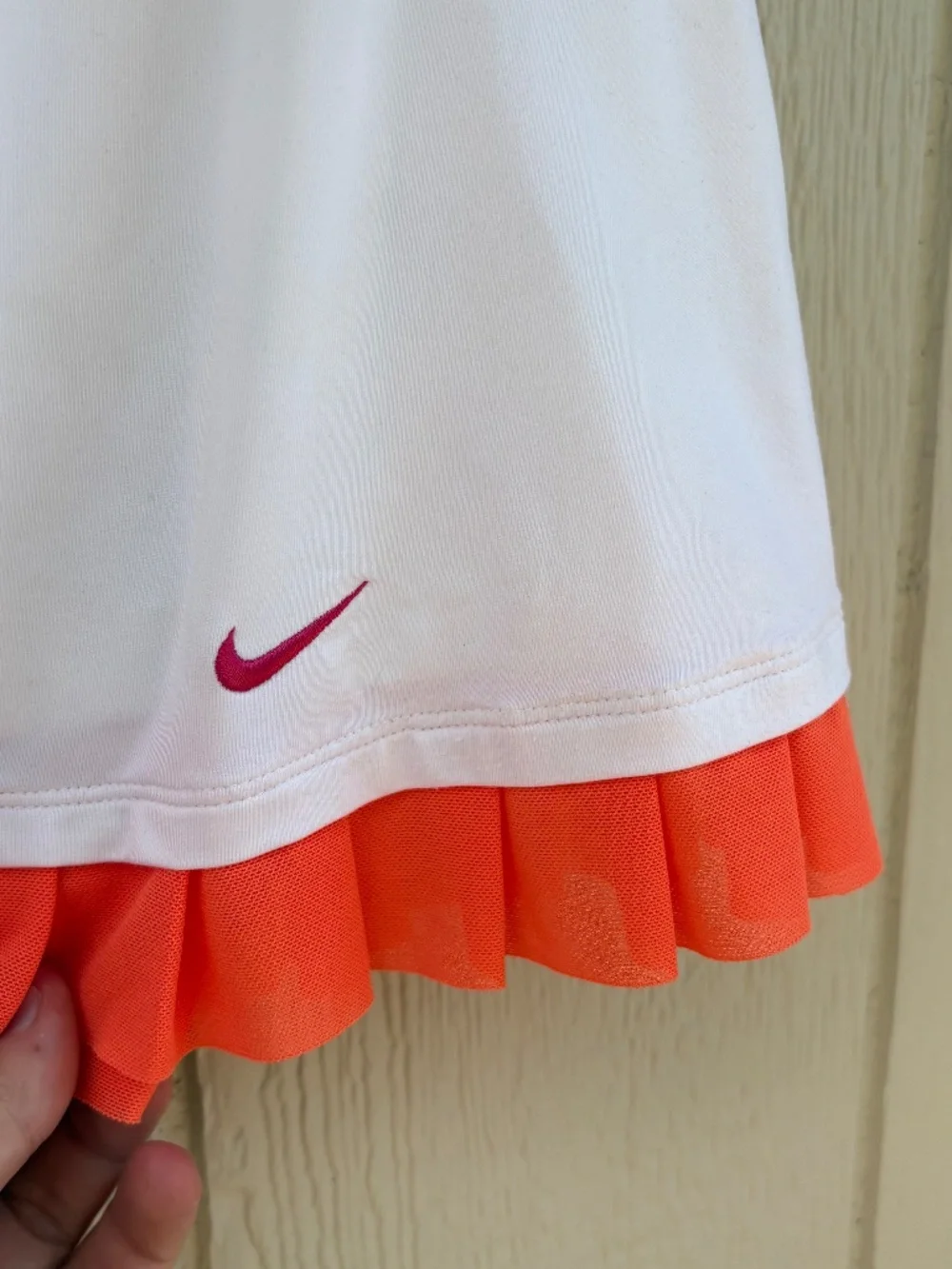 Nike Dri-Fit Tennis Skort Womens Large White Orange Ruffle Summer Preppy Golf